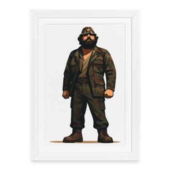 Adem Jashari se tient fièrement - Affiche encadrée (27 × 37 cm) - blanc - Devant