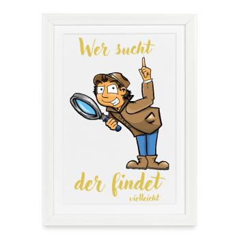 Illustration de détective - Affiche encadrée (27 × 37 cm) - blanc - Devant