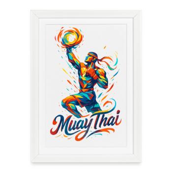 Muay Thai Boxe Kickboxing Boxer Cadeau - Affiche encadrée (27 × 37 cm) - blanc - Devant