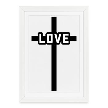 Croix Amour Chrétien Symbole Jésus - Affiche encadrée (27 × 37 cm) - blanc - Devant