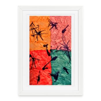 Abstract play of colors with spiked motif - Framed poster (27 × 37 cm) - white - Front