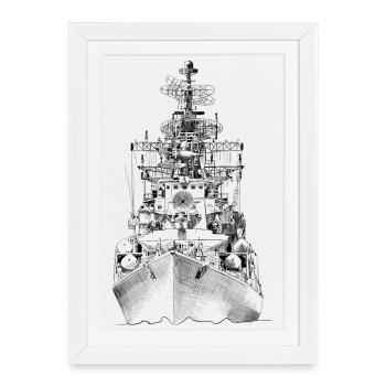 Ship - Framed poster (27 × 37 cm) - white - Front