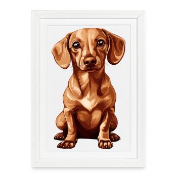 Cute dachshund with big eyes - Framed poster (27 × 37 cm) - white - Front