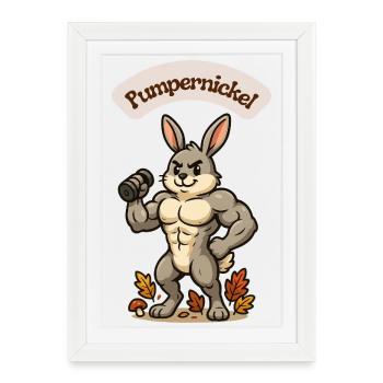 Power Bunny avec haltère Gym Fitness Pumpernickel - Affiche encadrée (27 × 37 cm) - blanc - Devant