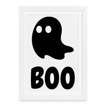 BOO | Fantôme effrayant | Chemise d’Halloween - Affiche encadrée (27 × 37 cm) - blanc - Devant