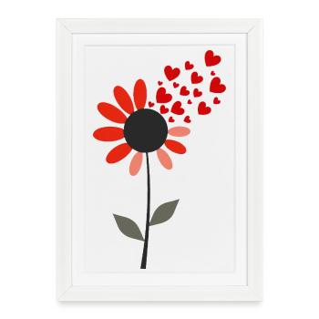 Fleur d’éclat de cœur - Affiche encadrée (27 × 37 cm) - blanc - Devant
