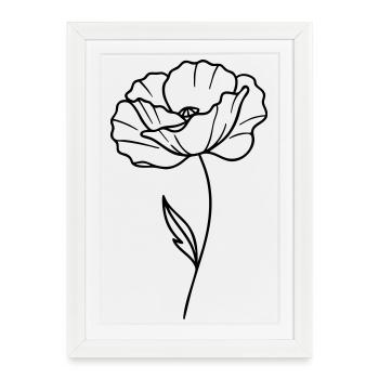 Coquelicot – Graphique linéaire, contours de fleurs - Affiche encadrée (27 × 37 cm) - blanc - Devant
