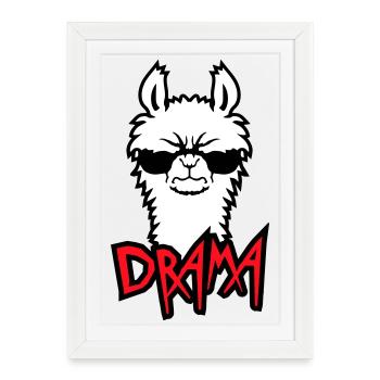 Lama Cool Lunettes de soleil en colère Furry Sour Alpaga - Affiche encadrée (27 × 37 cm) - blanc - Devant