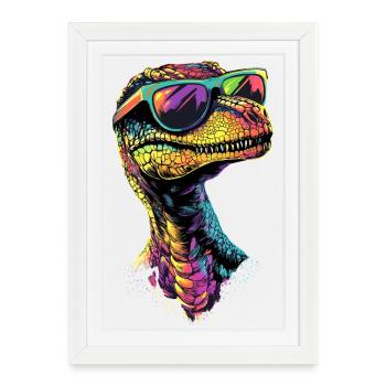 Raptor Vélociraptor Dinosaure Dino Raptors - Affiche encadrée (27 × 37 cm) - blanc - Devant
