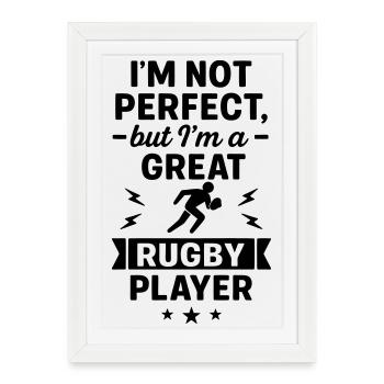 Super Rugby Joueur Sport Drôle - Affiche encadrée (27 × 37 cm) - blanc - Devant