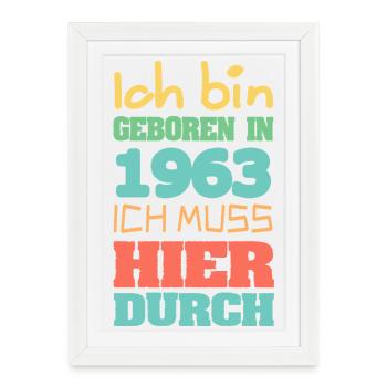 1963 - Affiche encadrée (27 × 37 cm) - blanc - Devant