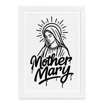 Mère Maria Graffiti urbain au trait - Affiche encadrée (27 × 37 cm) - blanc - Devant