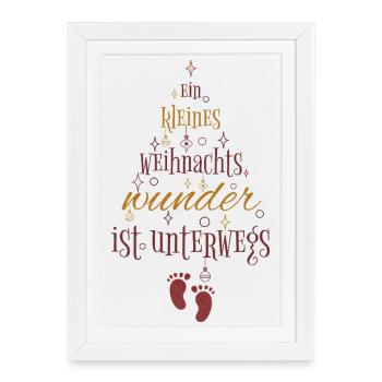 Un petit miracle de Noël - bébé en route - Affiche encadrée (27 × 37 cm) - blanc - Devant