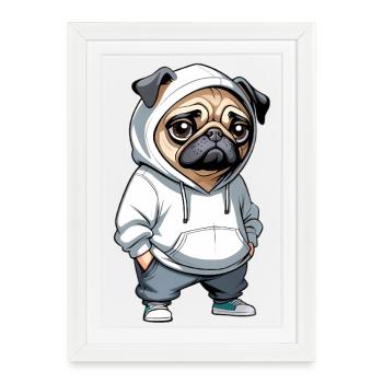 Sweat à capuche carlin Stadtstyle - Affiche encadrée (27 × 37 cm) - blanc - Devant