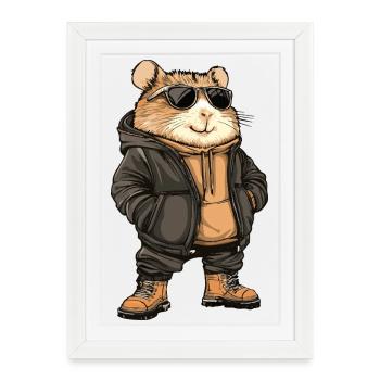 Hamster Hiver frais - Affiche encadrée (27 × 37 cm) - blanc - Devant