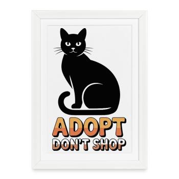 Adopt instead of buy black cat animal welfare - Framed poster (27 × 37 cm) - white - Front