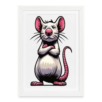 Rat, rat, propriétaire de rats, amoureux des rats, - Affiche encadrée (27 × 37 cm) - blanc - Devant