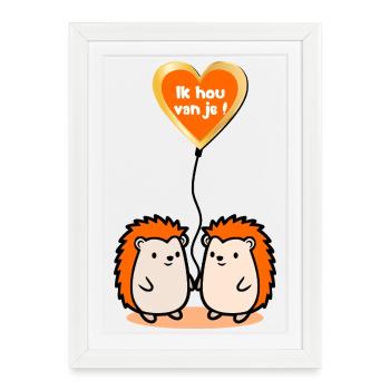 I love you Hedgehogs - Framed poster (27 × 37 cm) - white - Front
