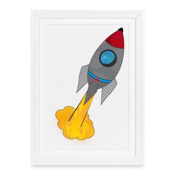 Colorful rocket at launch - Framed poster (27 × 37 cm) - white - Front
