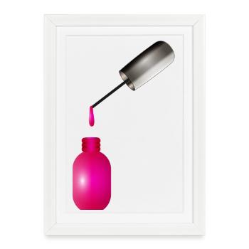 Vernis à ongles rose avec gouttes - Affiche encadrée (27 × 37 cm) - blanc - Devant