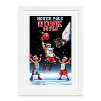Santa Dunking Basketball North Pole Dunk Squad - Framed poster (27 × 37 cm) - white - Front