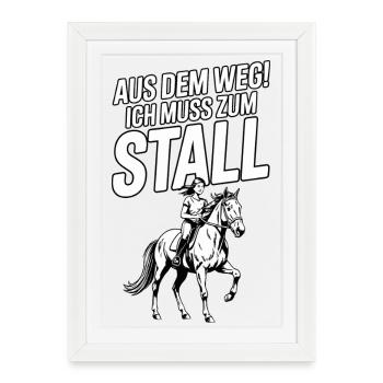 Équitation, cavalier, cheval, propriétaire de chevaux, sport équestre - Affiche encadrée (27 × 37 cm) - blanc - Devant