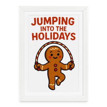 Gingerbread jumps into the holidays - Framed poster (27 × 37 cm) - white - Front