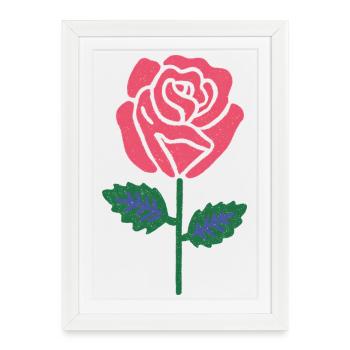 Lignes graphiques rose rose - Affiche encadrée (27 × 37 cm) - blanc - Devant