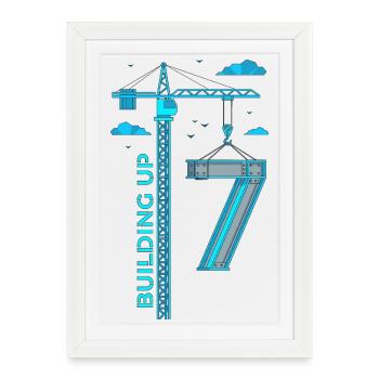 Construire la grue du 7e anniversaire - Affiche encadrée (27 × 37 cm) - blanc - Devant