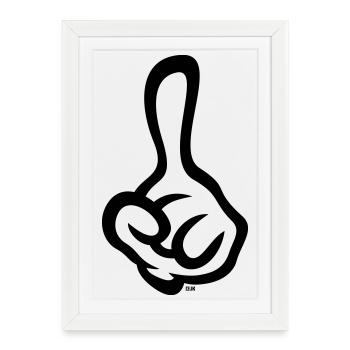 Index levé (doigt / main gauche / 1C) - Affiche encadrée (27 × 37 cm) - blanc - Devant