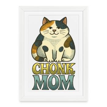 Chonk Cat Mom Imprimé rétro - Affiche encadrée (27 × 37 cm) - blanc - Devant