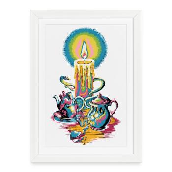 Faith Light Candle Retro Spirit Design - Affiche encadrée (27 × 37 cm) - blanc - Devant