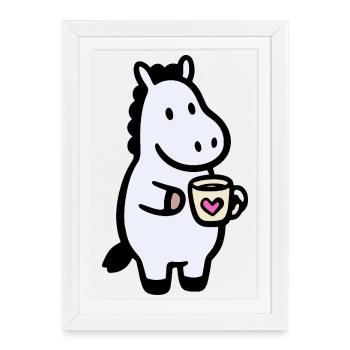 HerzHippo Coffee Companion - Framed poster (27 × 37 cm) - white - Front