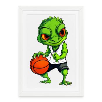 Chameleon Basketball Player - Framed poster (27 × 37 cm) - white - Front
