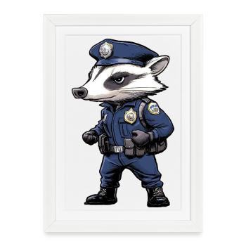 Badger Police - Framed poster (27 × 37 cm) - white - Front