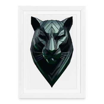 Panthère noire abstraite - Affiche encadrée (27 × 37 cm) - blanc - Devant