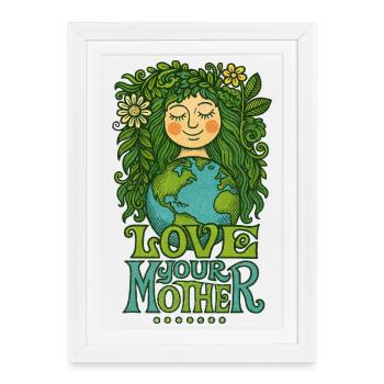 Aime ta Terre Mère - Affiche encadrée (27 × 37 cm) - blanc - Devant