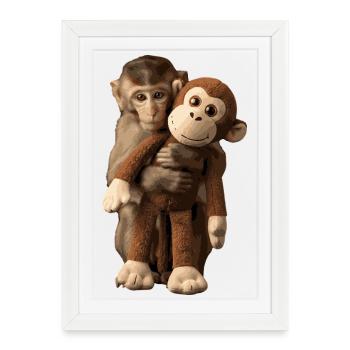 Souvenir d’idée cadeau Viral Punch Monkey - Affiche encadrée (27 × 37 cm) - blanc - Devant