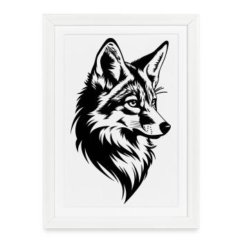 Style de tatouage réaliste Tête de renard - Affiche encadrée (27 × 37 cm) - blanc - Devant