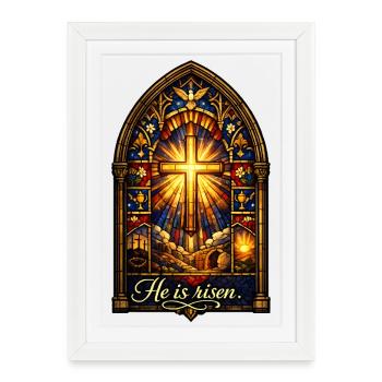 He is Risen Easter Jesus - Framed poster (27 × 37 cm) - white - Front