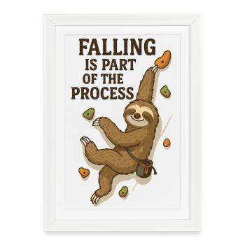 Bouldering Sloth – Falling is part of the Process - Framed poster (27 × 37 cm) - white - Front