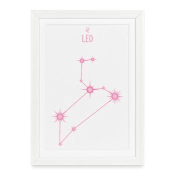Leo Zodiac Sign Star Constellation Pastel Pink - Framed poster (27 × 37 cm) - white - Front