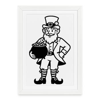 Nain avec un pot d’or - Affiche encadrée (27 × 37 cm) - blanc - Devant