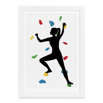 Grimpe Femme – Aventure dans les Rochers - Affiche encadrée (27 × 37 cm) - blanc - Devant