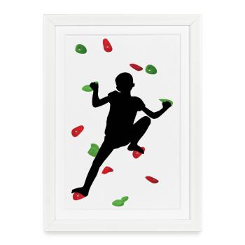 Kids climbing wall – child Climber - Framed poster (27 × 37 cm) - white - Front