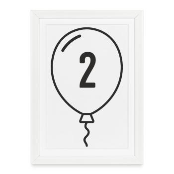 Ballon numéro 2 – Conception d’anniversaire et de fête - Affiche encadrée (27 × 37 cm) - blanc - Devant