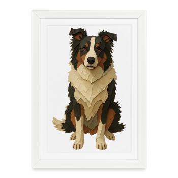 Layered Paper Collie - Framed poster (27 × 37 cm) - white - Front