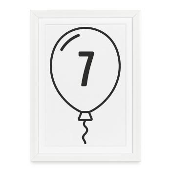 Ballon numéro 7 – Conception d’anniversaire et de fête - Affiche encadrée (27 × 37 cm) - blanc - Devant