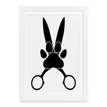 Dog Paw on Scissors - Framed poster (27 × 37 cm) - white - Front
