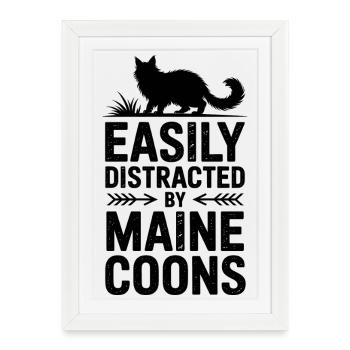 Maine Coon Dictons, blague sur chat, cadeau Maine Coon - Affiche encadrée (27 × 37 cm) - blanc - Devant